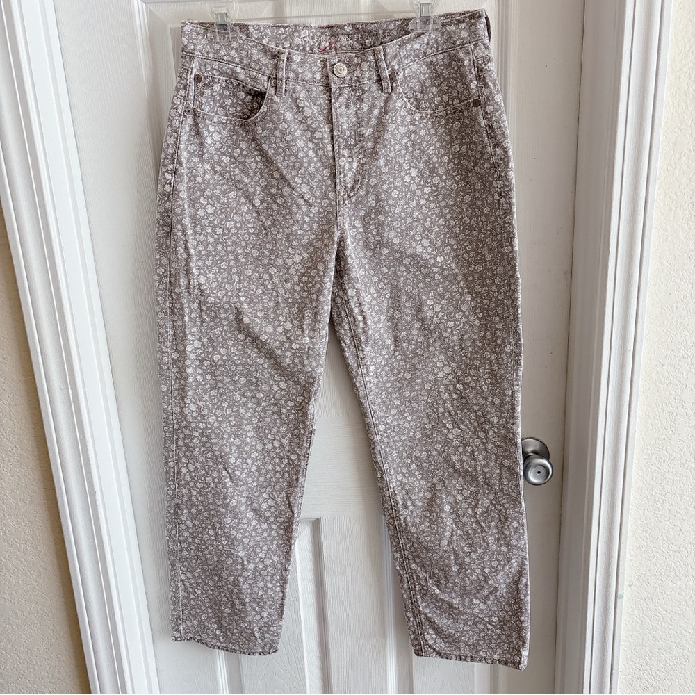 American Eagle '90s Straight Jean Floral Mom Jeans Cottagecore Ditsy Print Taupe - Picture 4 of 11